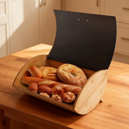 Bamboo Bread Box Bread, Keeper Large Capacity Multipurpose Storage Bread Bin for Goods Cookies Countertop Sundries