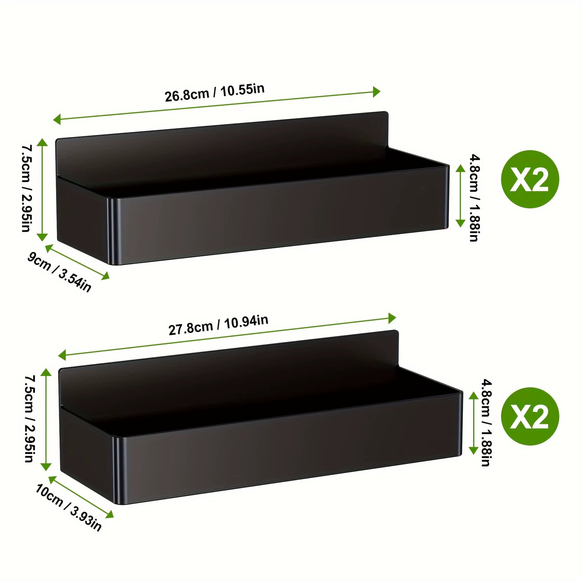 2Pcs/4Pcs Magnetic Storage Rack, No-Drill Wall Mounted Shelf for Kitchen & Bathroom. Multipurpose & Space-Saving Organizer.