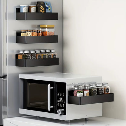 2Pcs/4Pcs Magnetic Storage Rack, No-Drill Wall Mounted Shelf for Kitchen & Bathroom. Multipurpose & Space-Saving Organizer.