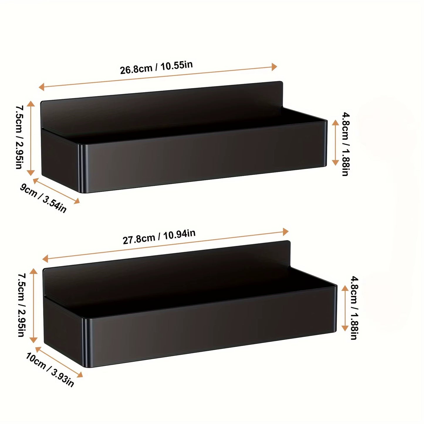 2Pcs/4Pcs Magnetic Storage Rack, No-Drill Wall Mounted Shelf for Kitchen & Bathroom. Multipurpose & Space-Saving Organizer.