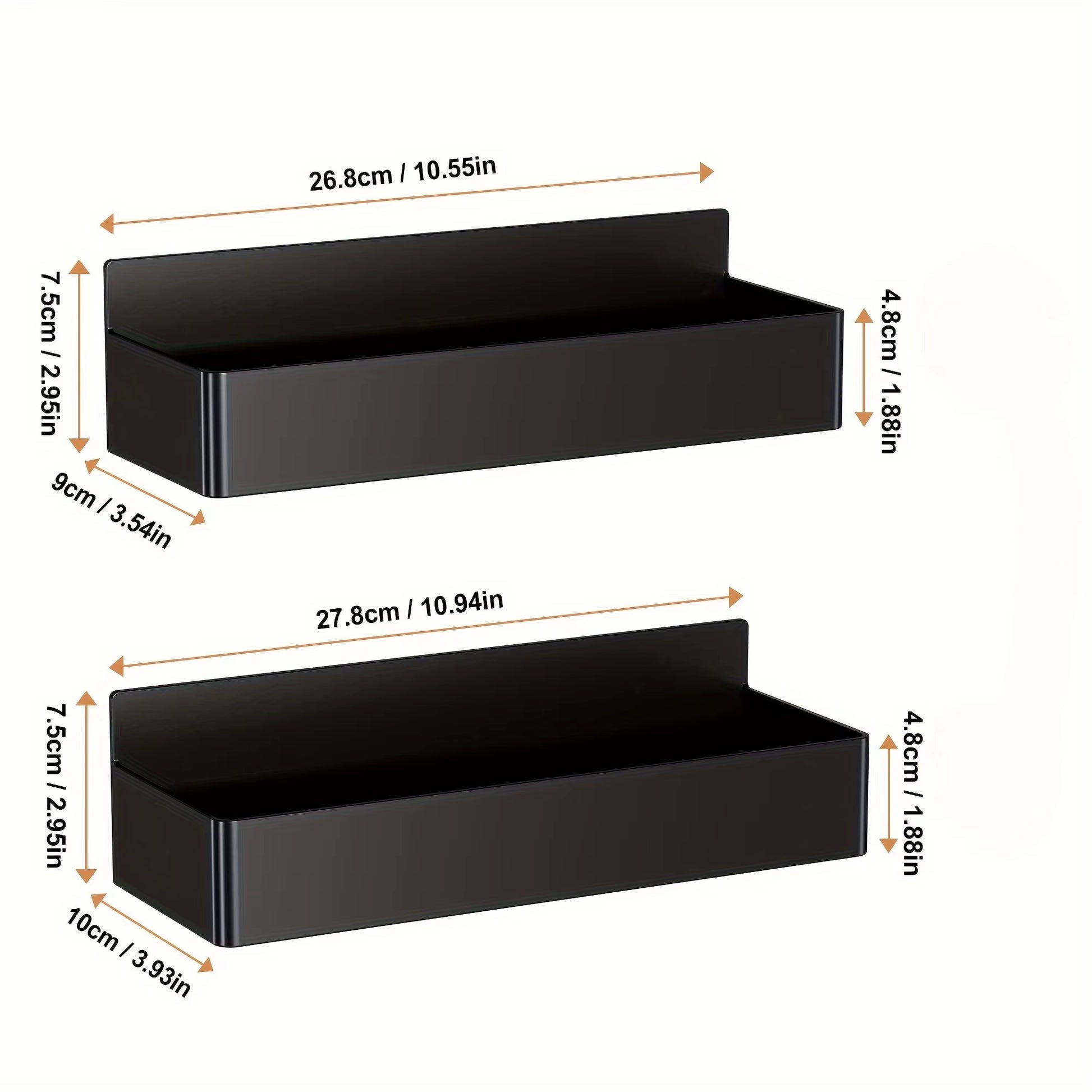 2Pcs/4Pcs Magnetic Storage Rack, No-Drill Wall Mounted Shelf for Kitchen & Bathroom. Multipurpose & Space-Saving Organizer.