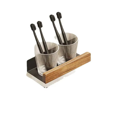 Bathroom Shelf，No Punch Storage Rack，Solid Wood Bathroom Shelves ，Punch-Free Wooden Shelf Wall-Mounted Shower，Toilet Organizer