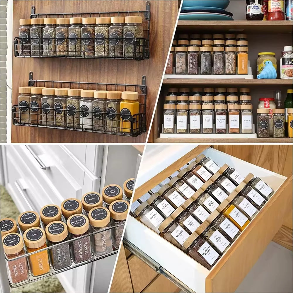 1/2Pcs 120Ml Glass Spice Jars with Bamboo Lid Spice Seasoning Containers Salt Pepper Shakers Spice Organizer Kitchen Storage Set