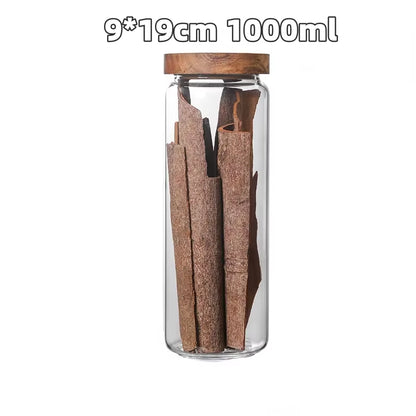 450/750/1000/1500ML Glass Food Storage Canisters, Bpa-Free Kitchen Jars with Airtight Bamboo Lids for Pasta Coffee Beans&Candies