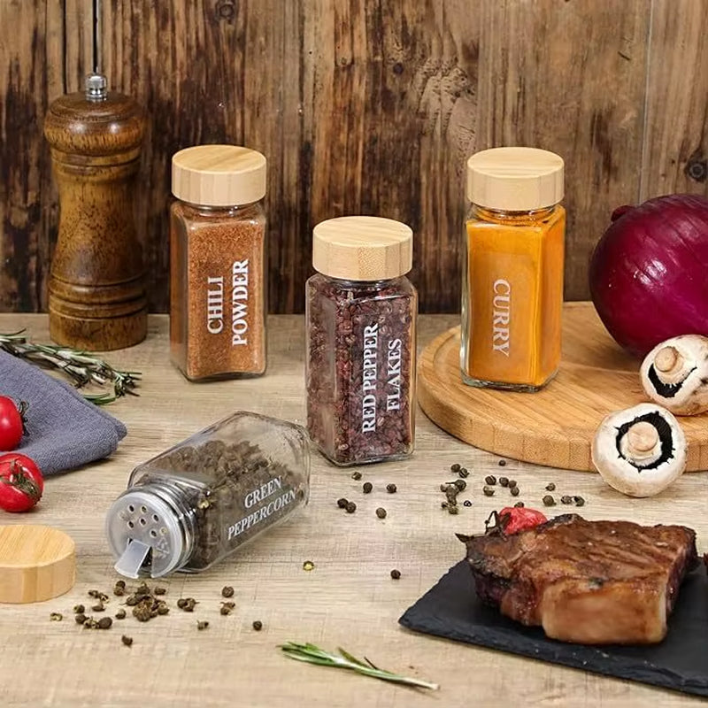1/2Pcs 120Ml Glass Spice Jars with Bamboo Lid Spice Seasoning Containers Salt Pepper Shakers Spice Organizer Kitchen Storage Set