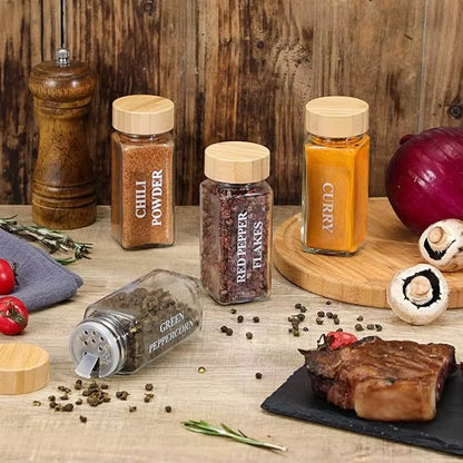 1/2Pcs 120Ml Glass Spice Jars with Bamboo Lid Spice Seasoning Containers Salt Pepper Shakers Spice Organizer Kitchen Storage Set