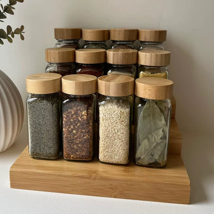 1/2Pcs 120Ml Glass Spice Jars with Bamboo Lid Spice Seasoning Containers Salt Pepper Shakers Spice Organizer Kitchen Storage Set