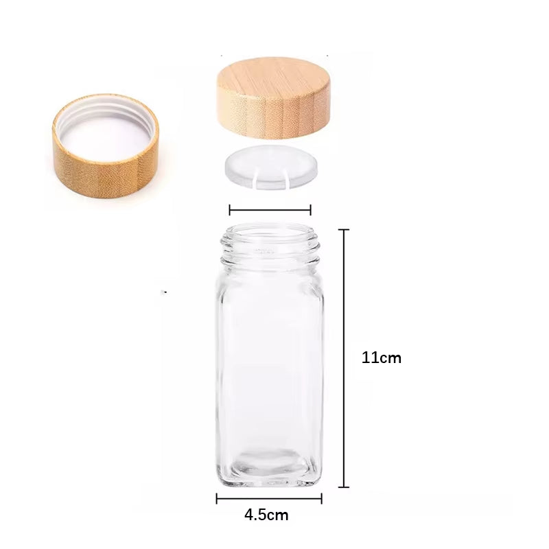 1/2Pcs 120Ml Glass Spice Jars with Bamboo Lid Spice Seasoning Containers Salt Pepper Shakers Spice Organizer Kitchen Storage Set